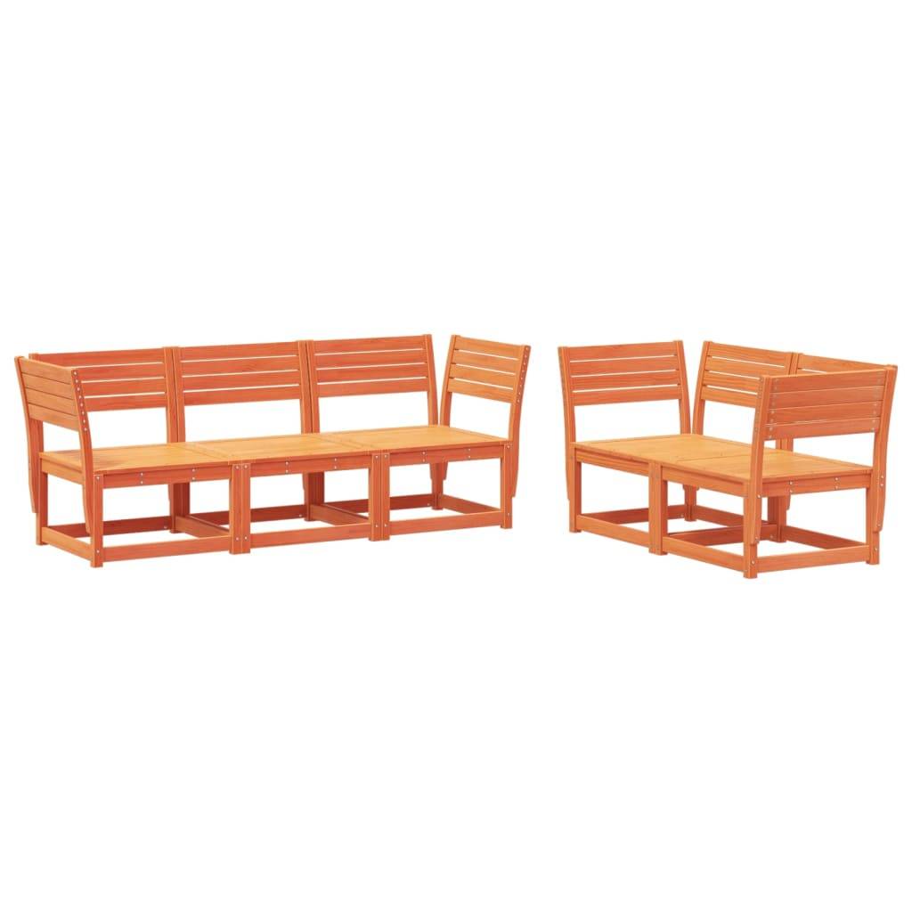 vidaXL 5-tlg. Garten-Sofagarnitur Wachsbraun Massivholz Kiefer