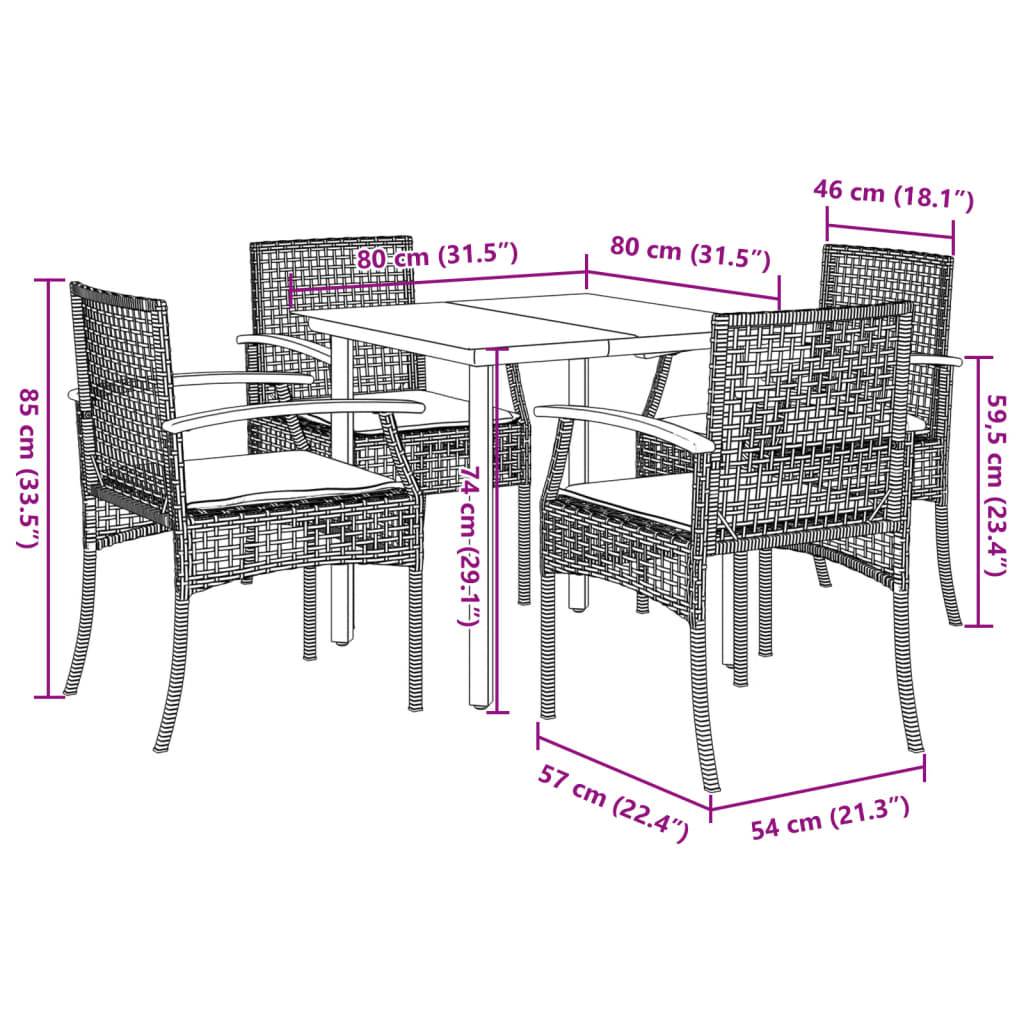 vidaXL 5-tlg. Garten-Essgruppe mit Kissen Beige Poly Rattan