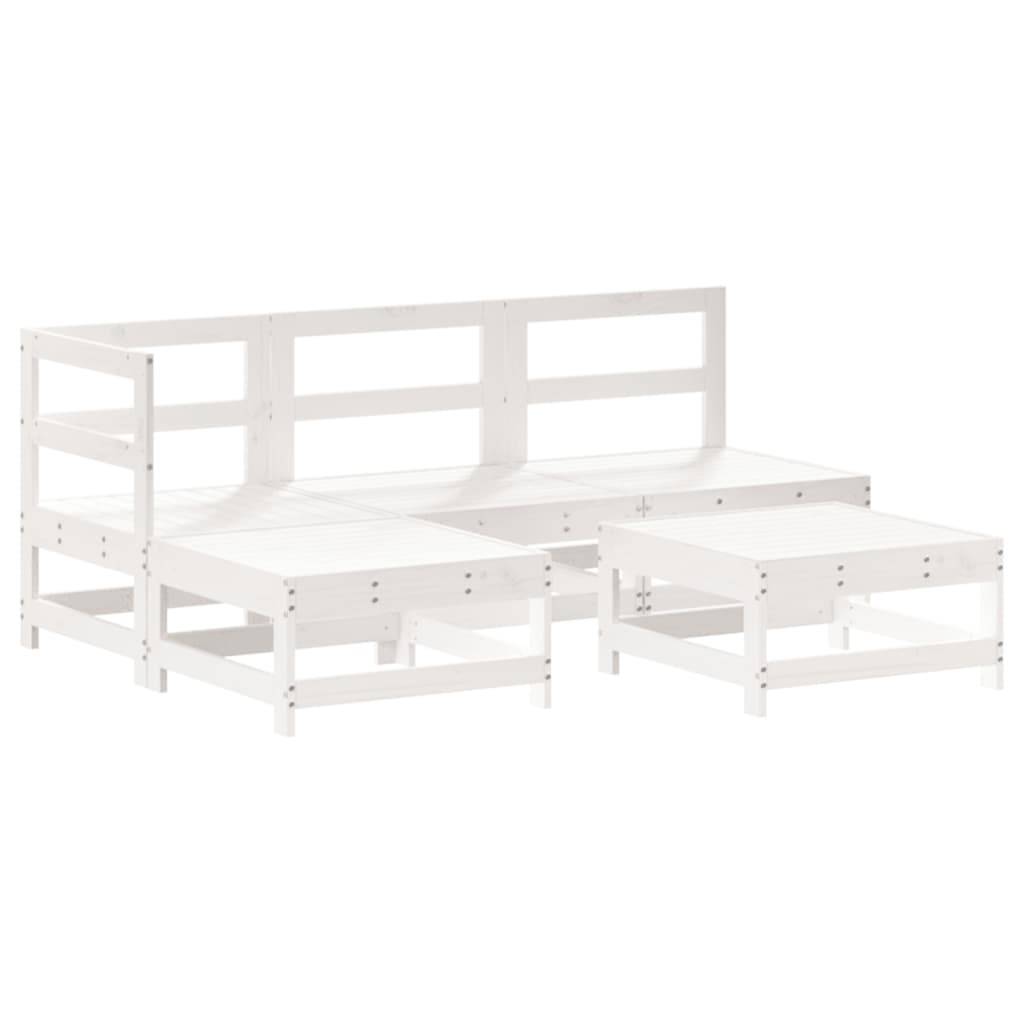 vidaXL 5-tlg. Garten-Lounge-Set mit Kissen Weiß Massivholz