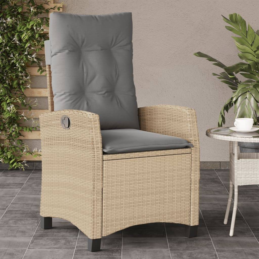 vidaXL Gartensessel mit Kissen Verstellbar Beigemischung Poly Rattan
