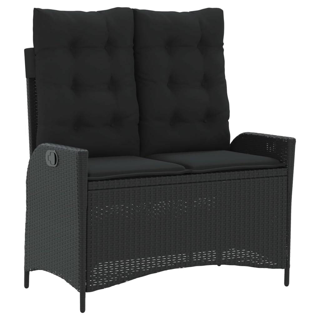 vidaXL 2-tlg. Garten-Essgruppe mit Kissen Schwarz Poly Rattan