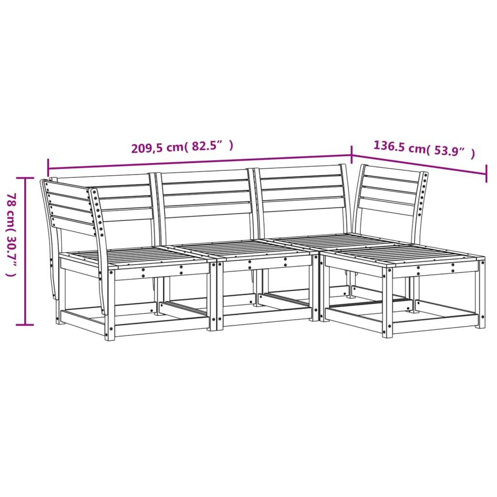 vidaXL 4-tlg. Garten-Lounge-Set Wachsbraun Massivholz Kiefer