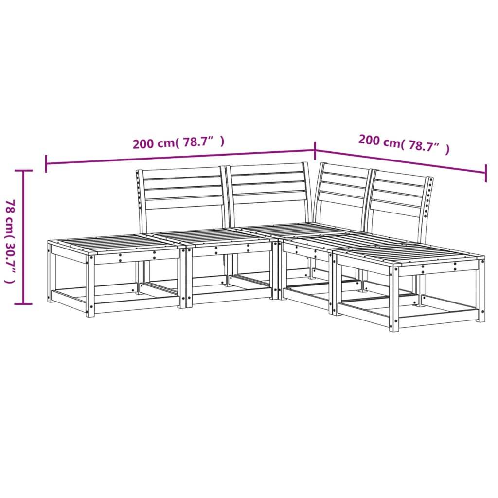 vidaXL 5-tlg. Garten-Sofagarnitur Wachsbraun Massivholz Kiefer