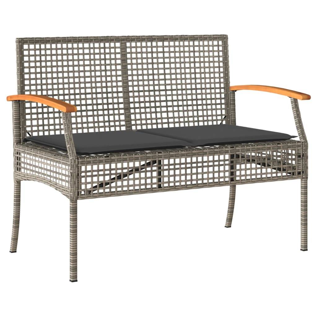 vidaXL 5-tlg. Garten-Essgruppe mit Kissen Grau Poly Rattan