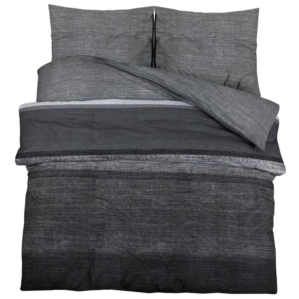 vidaXL Bettwäsche-Set Dunkelgrau 225x220 cm Baumwolle