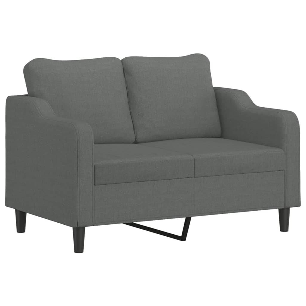 vidaXL 2-Sitzer-Sofa mit Zierkissen Dunkelgrau 120 cm Stoff