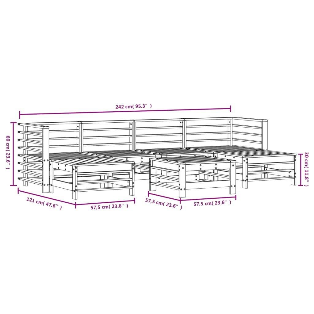 vidaXL 7-tlg. Garten-Lounge-Set Massivholz Kiefer
