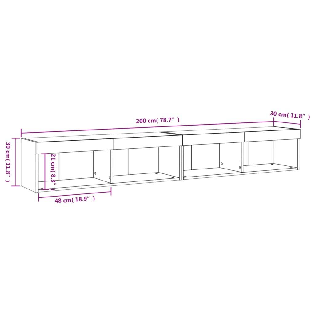 vidaXL TV-Schränke mit LED-Leuchten 2 Stk. Sonoma-Eiche 100x30x30 cm