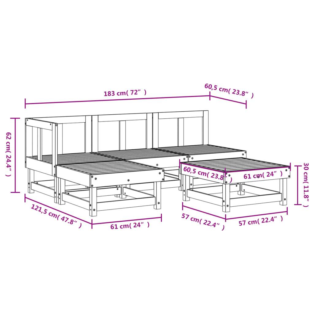vidaXL 5-tlg. Garten-Lounge-Set Kiefernholz Imprägniert
