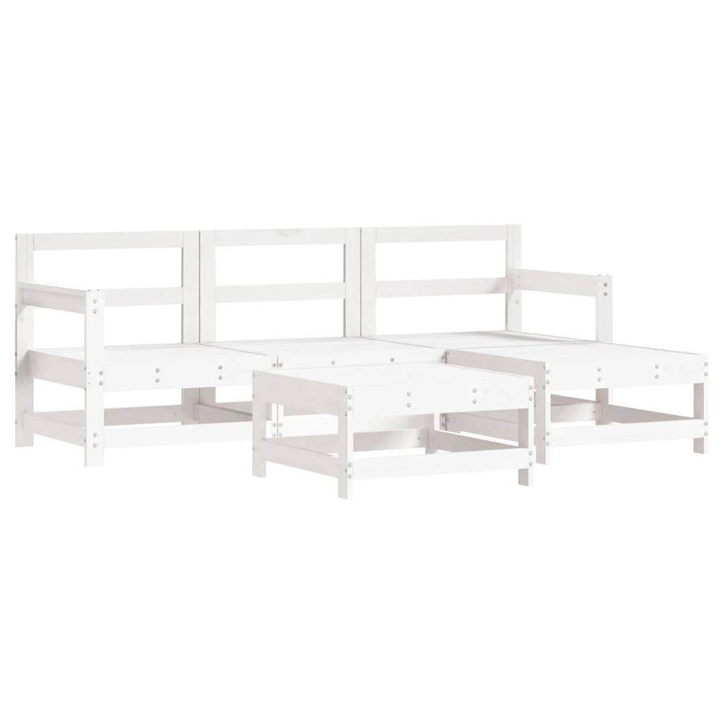 vidaXL 5-tlg. Garten-Lounge-Set Weiß Massivholz Kiefer
