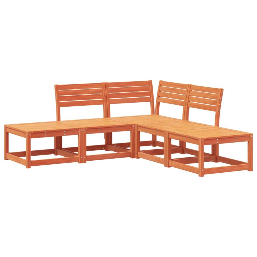 vidaXL 5-tlg. Garten-Sofagarnitur Wachsbraun Massivholz Kiefer