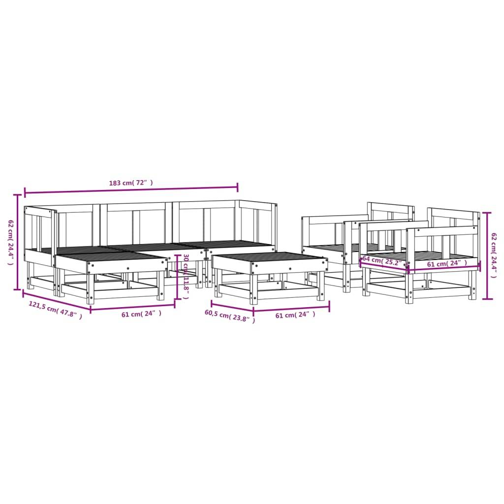 vidaXL 7-tlg. Garten-Lounge-Set Massivholz Douglasie