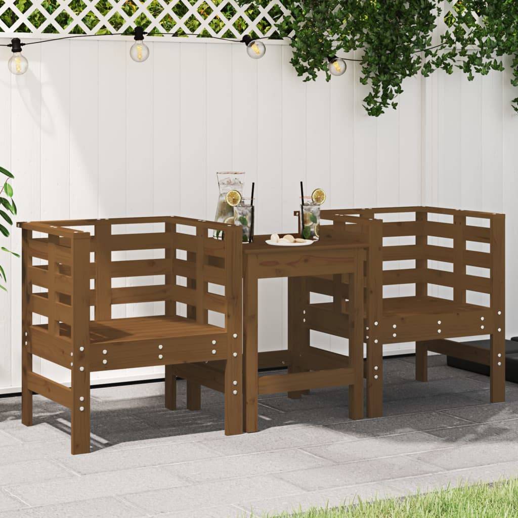 vidaXL Gartenstühle 2 Stk. Honigbraun 61,5x53x71 cm Massivholz Kiefer