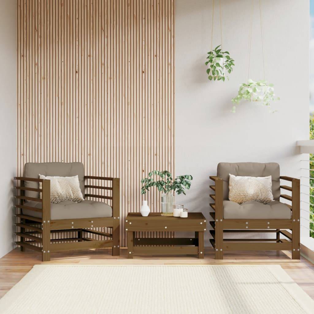vidaXL Gartenstühle 2 Stk. Honigbraun Massivholz Kiefer