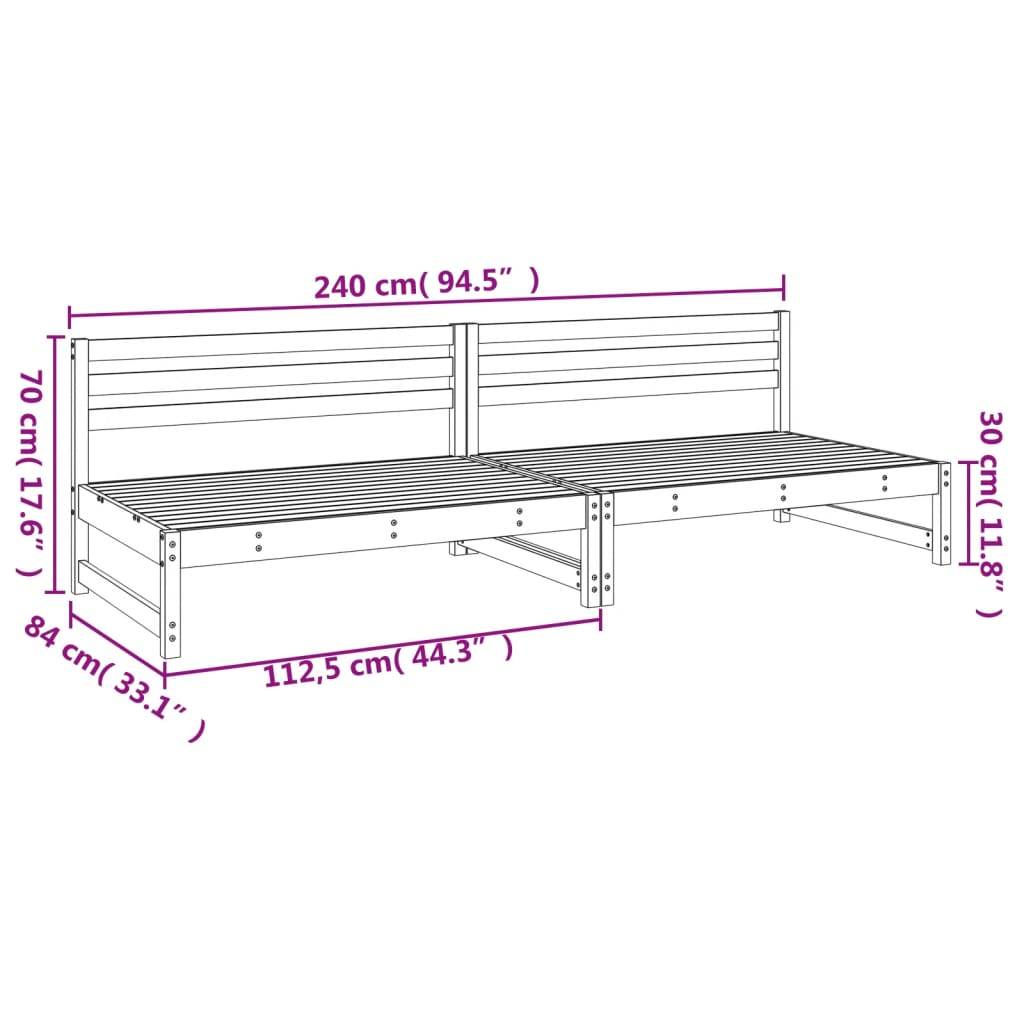 vidaXL Garten-Mittelsofas 2 Stk. Weiß 120x80 cm Massivholz Kiefer