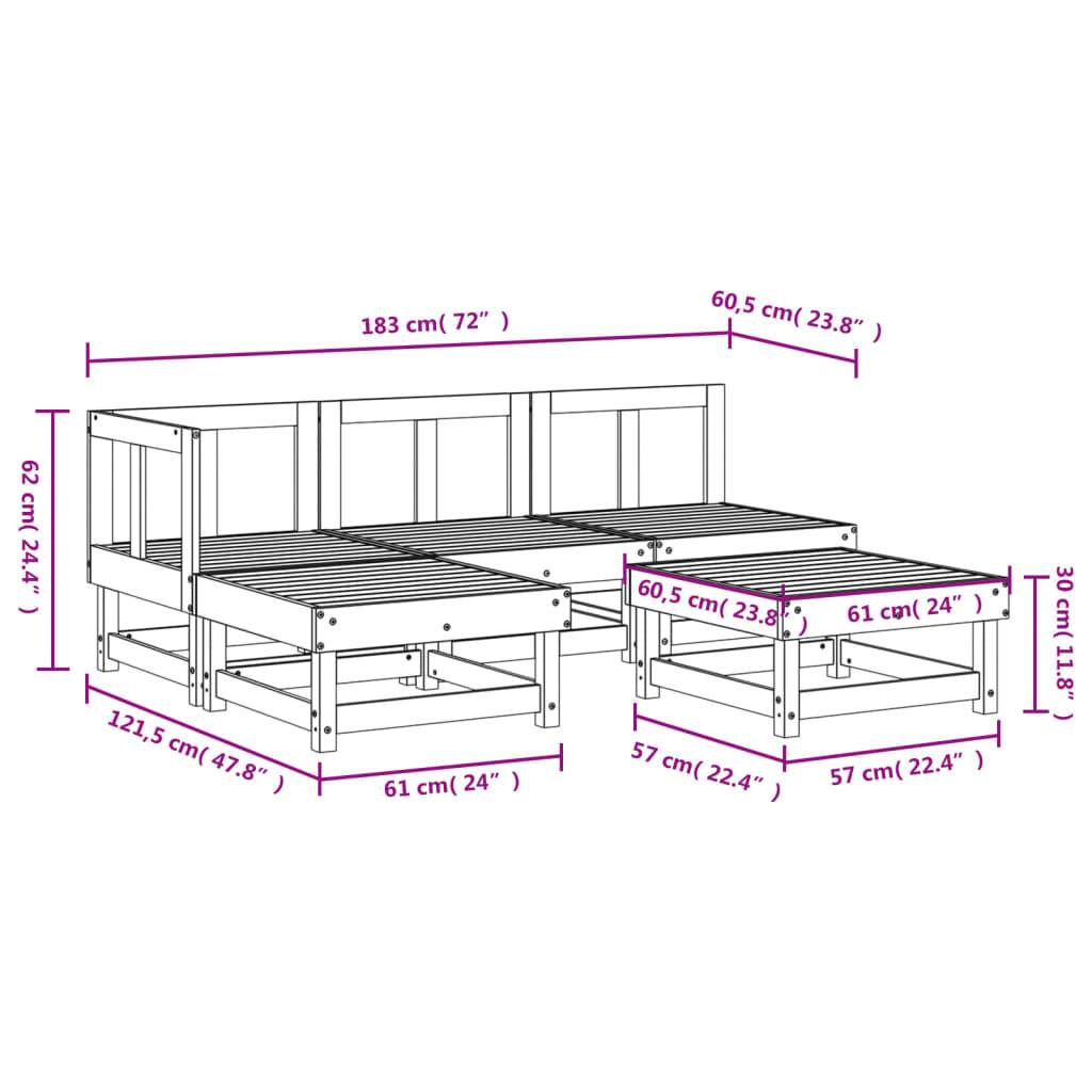 vidaXL 5-tlg. Garten-Lounge-Set Massivholz Kiefer