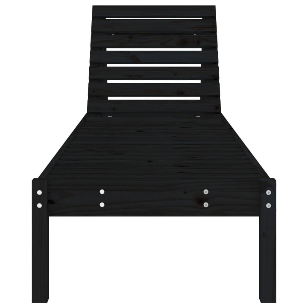 vidaXL Sonnenliegen 2 Stk. Schwarz 199,5x60x74 cm Massivholz Kiefer