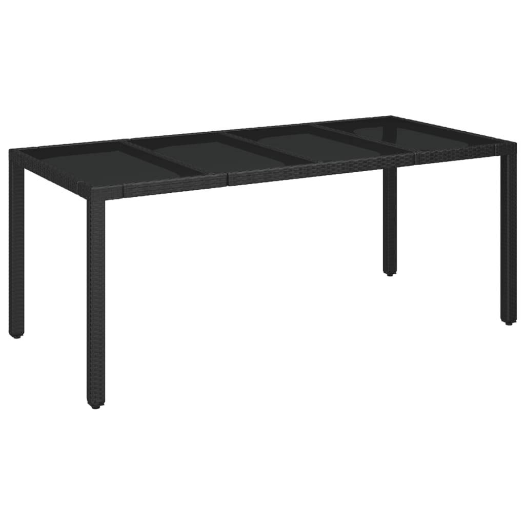 vidaXL Gartentisch mit Glasplatte Schwarz 190x90x75 cm Poly Rattan