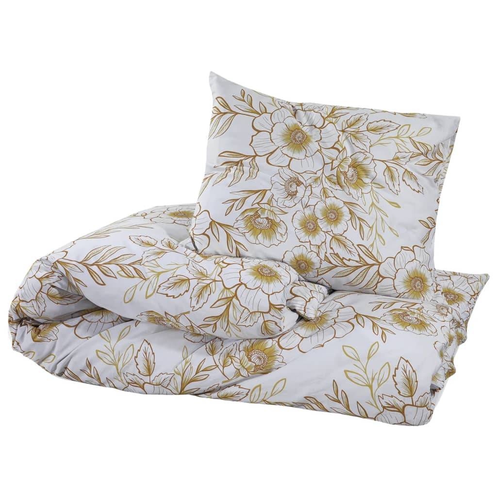 vidaXL Bettwäsche-Set Weiß und Braun 200x220 cm Baumwolle