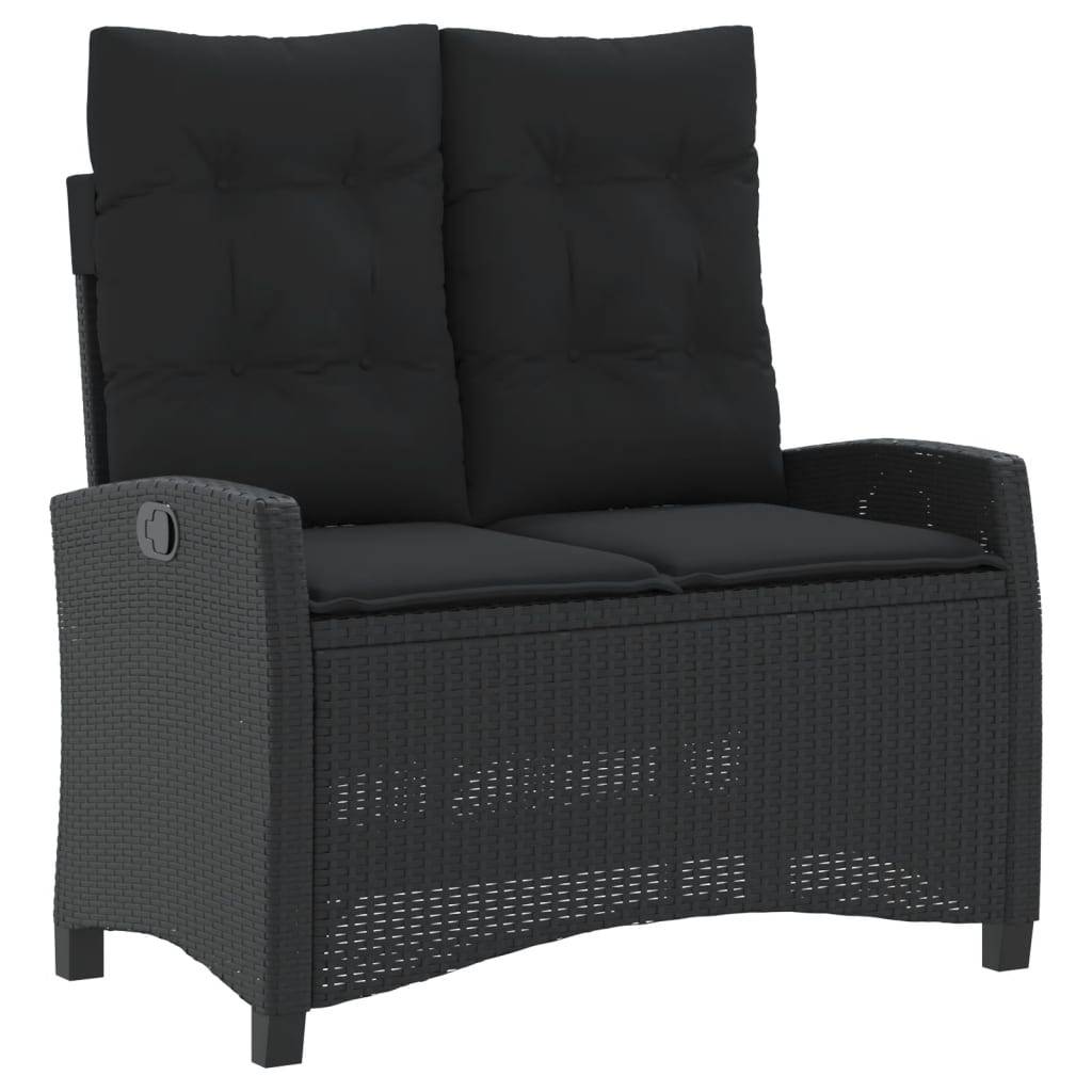 vidaXL 4-tlg. Garten-Essgruppe mit Kissen Schwarz Poly Rattan