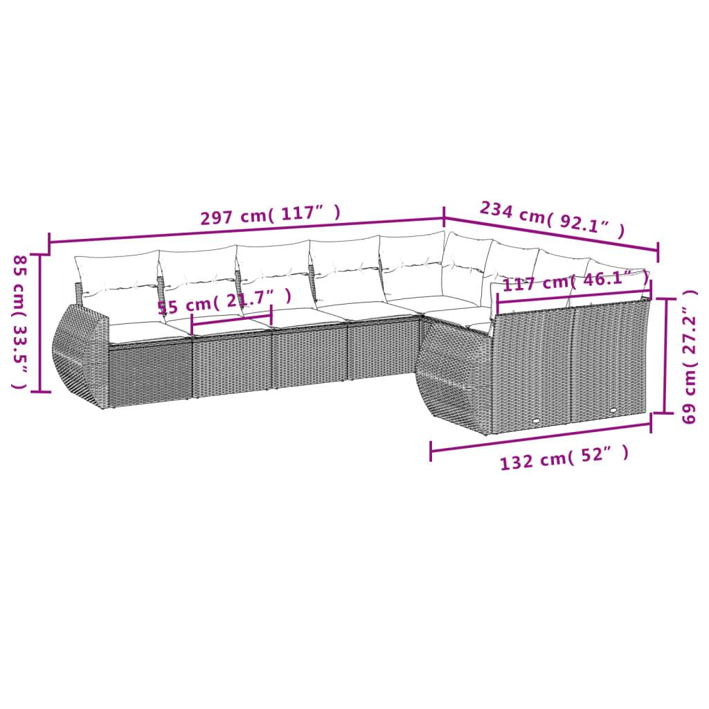 vidaXL 9-tlg. Garten-Sofagarnitur mit Kissen Hellgrau Poly Rattan