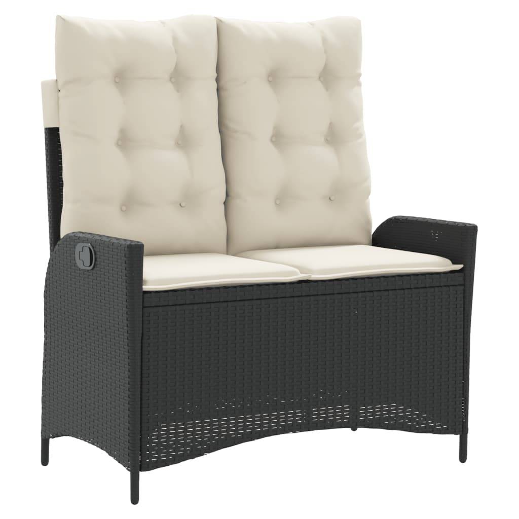 vidaXL 2-tlg. Garten-Essgruppe mit Kissen Schwarz Poly Rattan