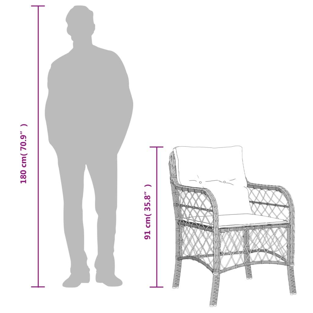 vidaXL Gartenstühle mit Kissen 2 Stk. Hellgrau Poly Rattan