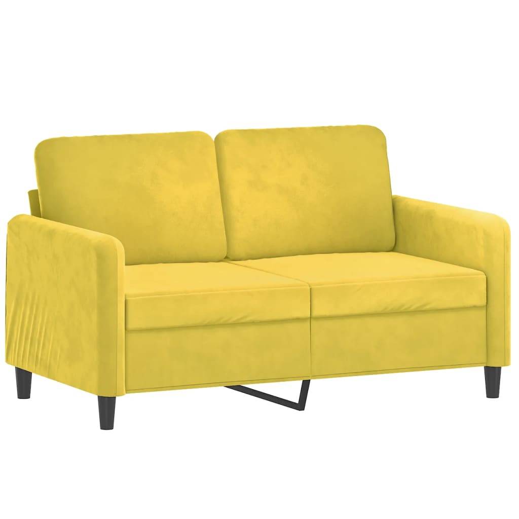 vidaXL 2-Sitzer-Sofa mit Zierkissen Gelb 120 cm Samt