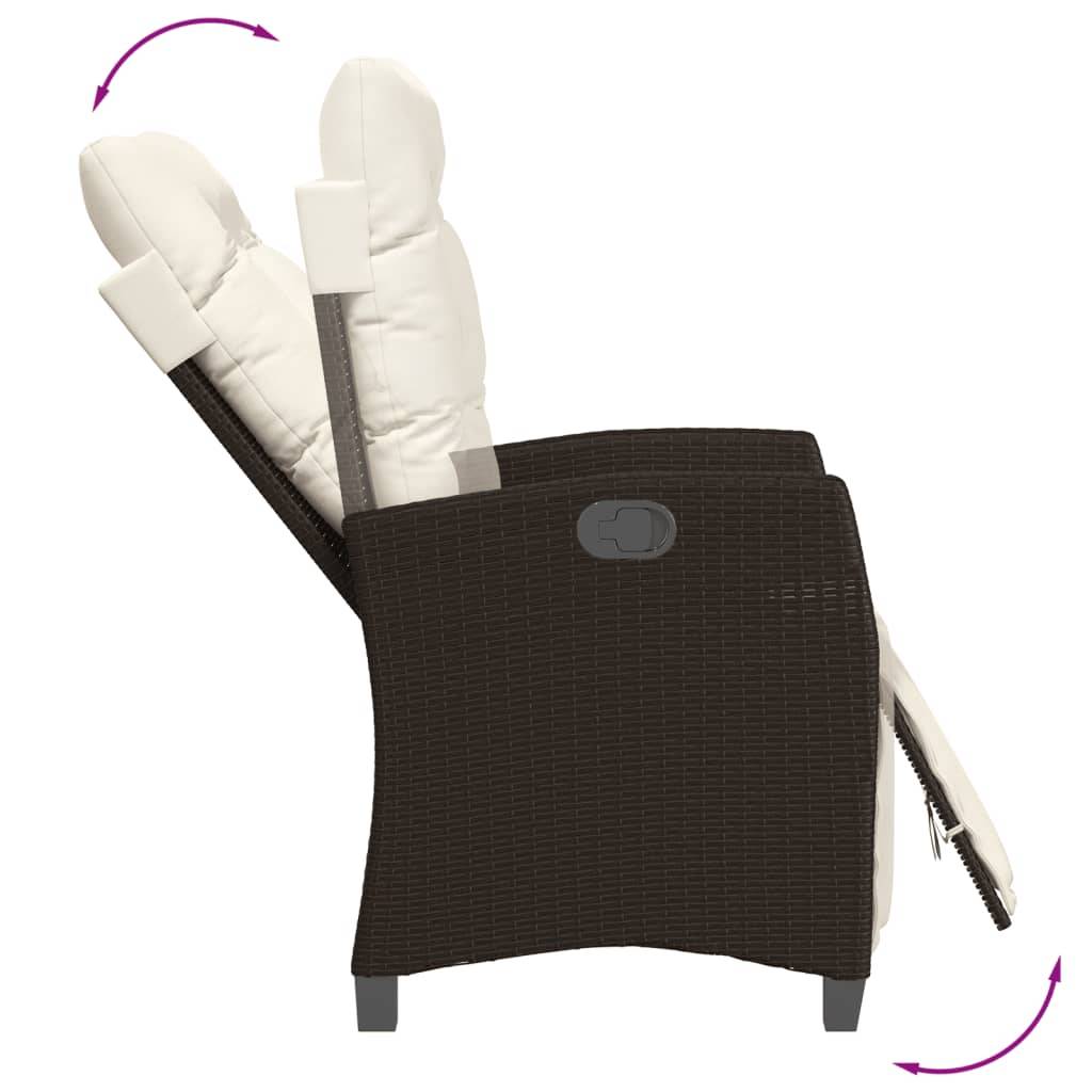vidaXL 3-tlg. Garten-Essgruppe mit Kissen Braun Poly Rattan