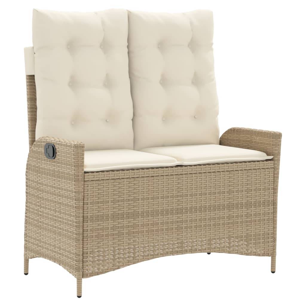vidaXL 2-tlg. Garten-Essgruppe mit Kissen Beige Poly Rattan