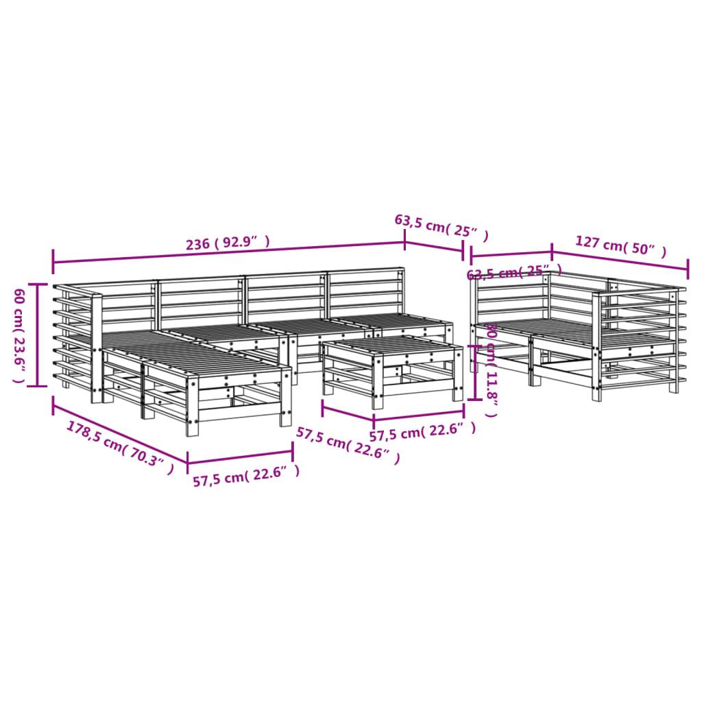 vidaXL 9-tlg. Garten-Lounge-Set Massivholz Kiefer
