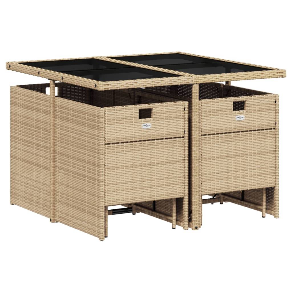 vidaXL 9-tlg. Garten-Essgruppe mit Kissen Beigemischung Poly Rattan