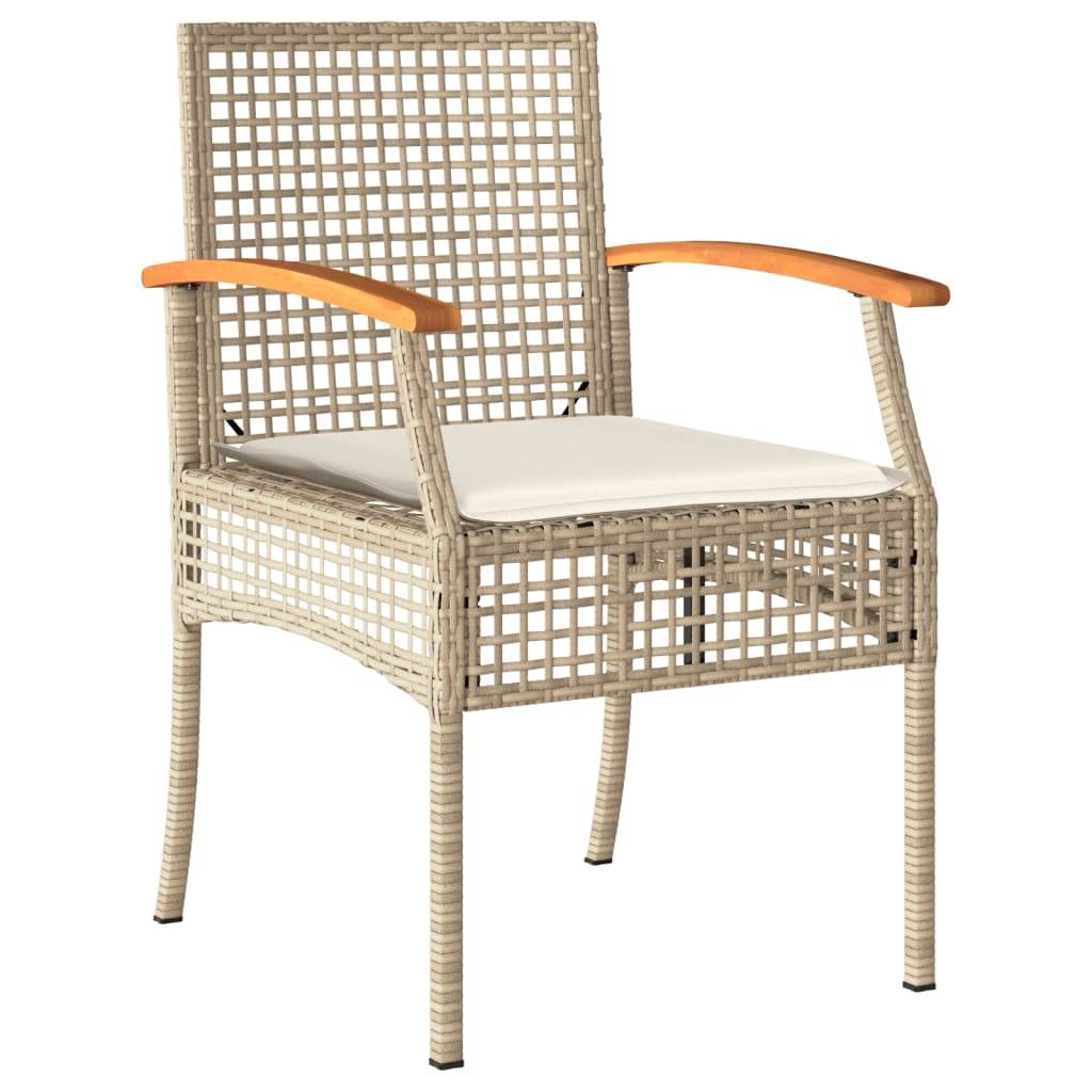 vidaXL 7-tlg. Garten-Essgruppe mit Kissen Beige Poly Rattan