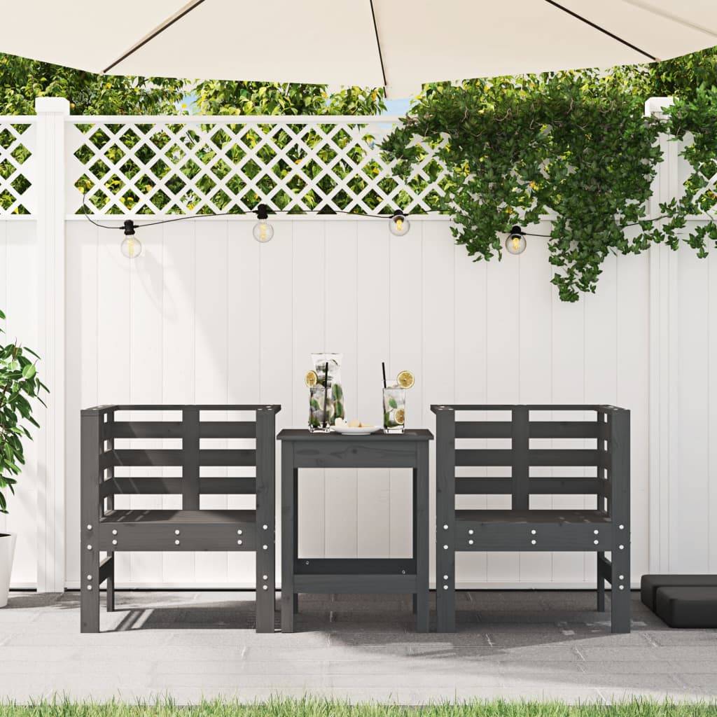vidaXL Gartenstühle 2 Stk. Grau 61,5x53x71 cm Massivholz Kiefer