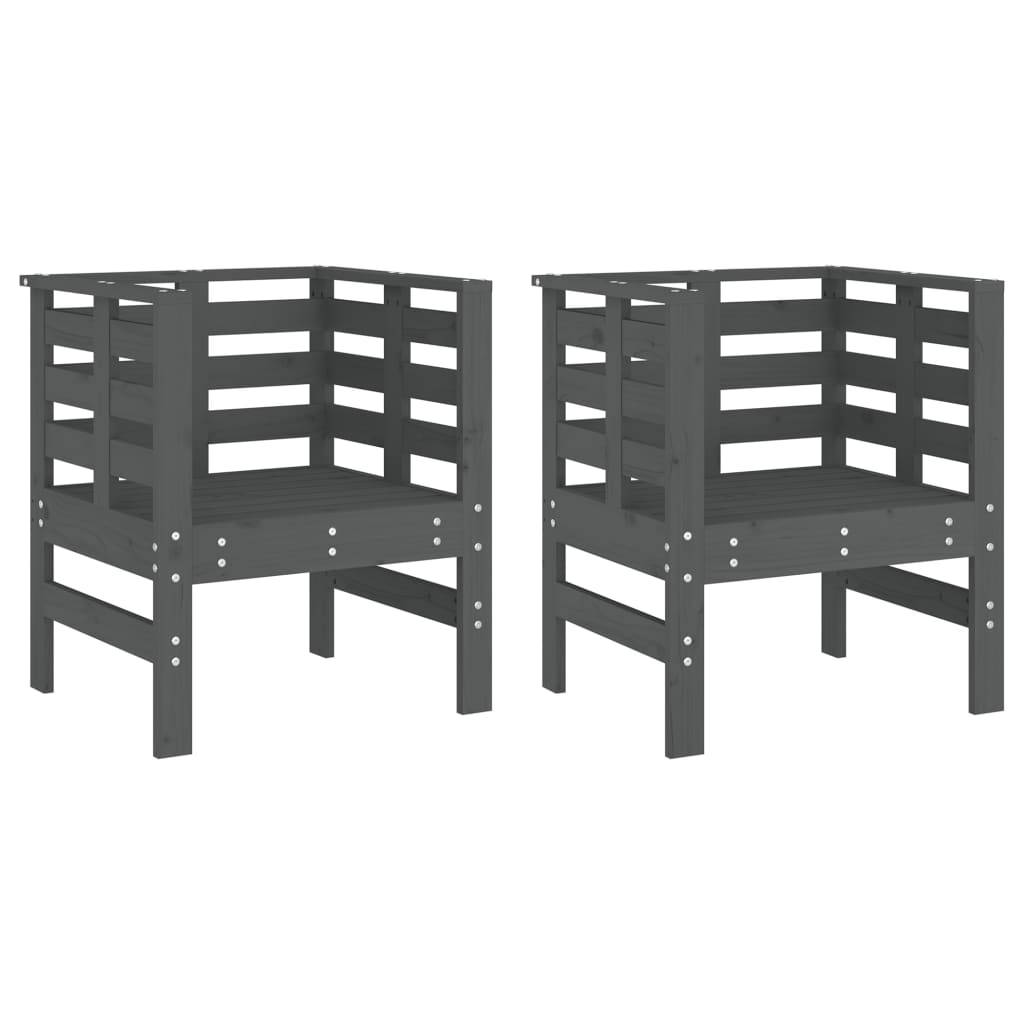vidaXL Gartenstühle 2 Stk. Grau 61,5x53x71 cm Massivholz Kiefer