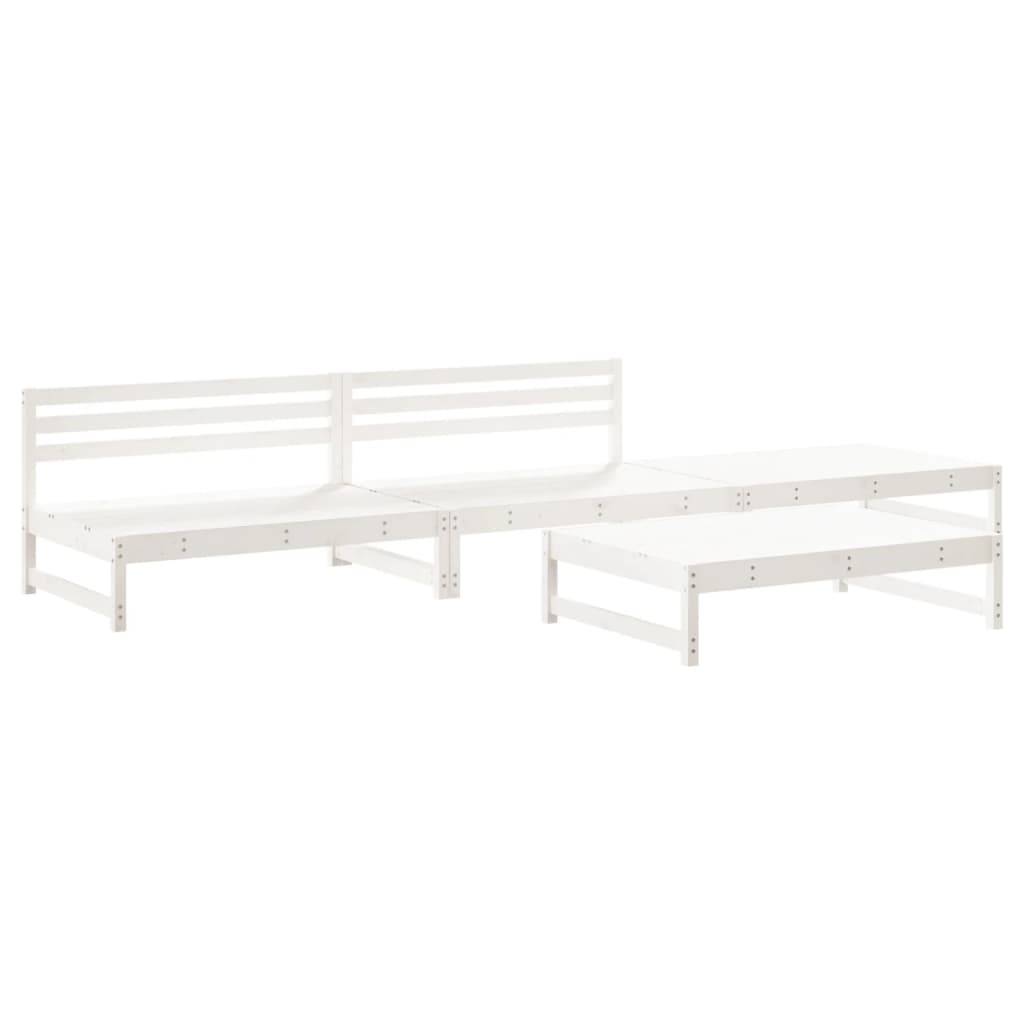 vidaXL 4-tlg. Garten-Lounge-Set Weiß Massivholz Kiefer
