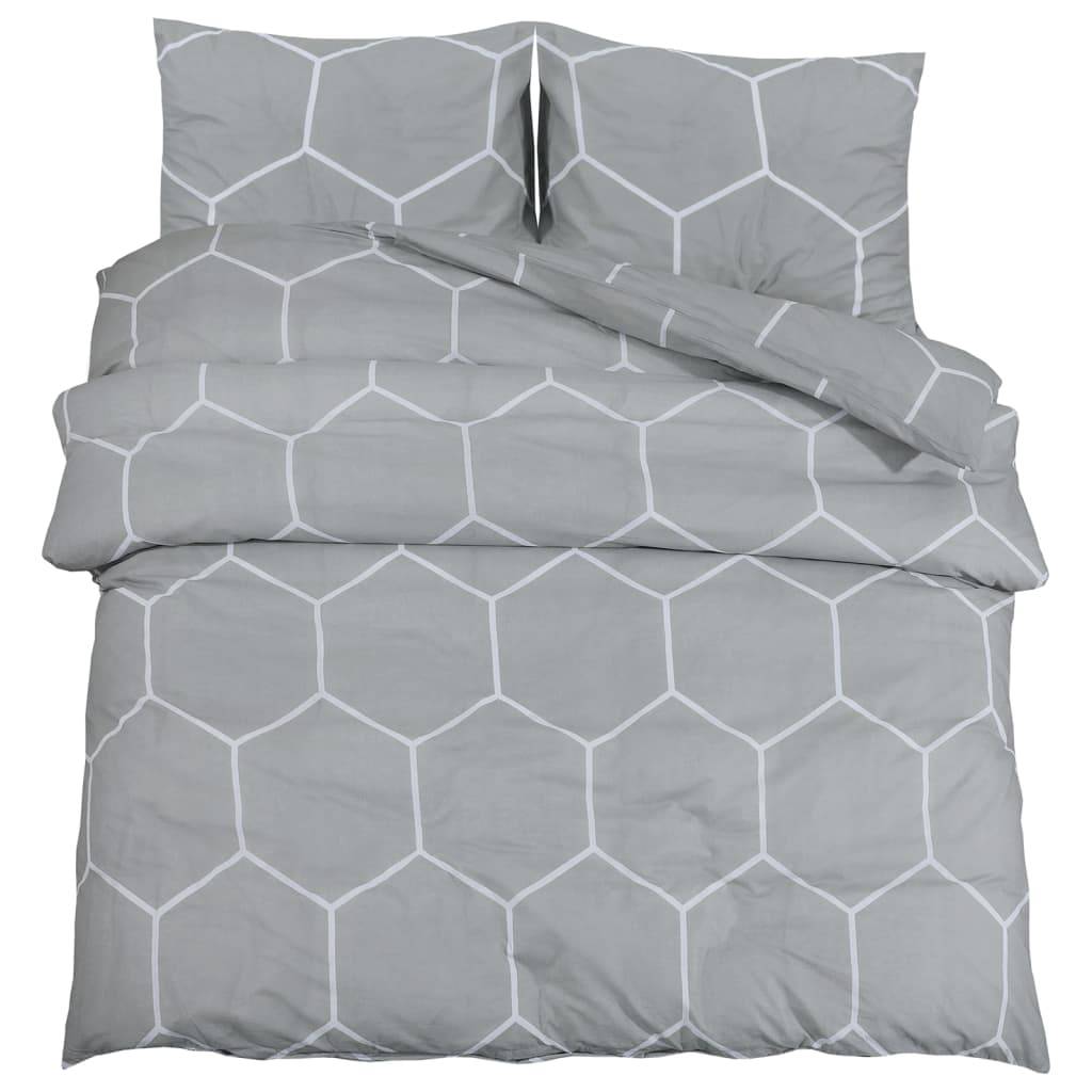 vidaXL Bettwäsche-Set Grau 155x220 cm Baumwolle
