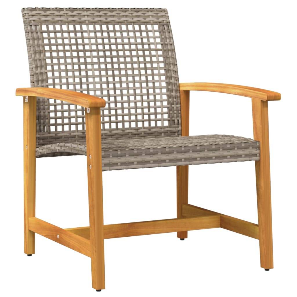 vidaXL Gartenstühle 2 Stk. Grau Poly Rattan und Akazienholz