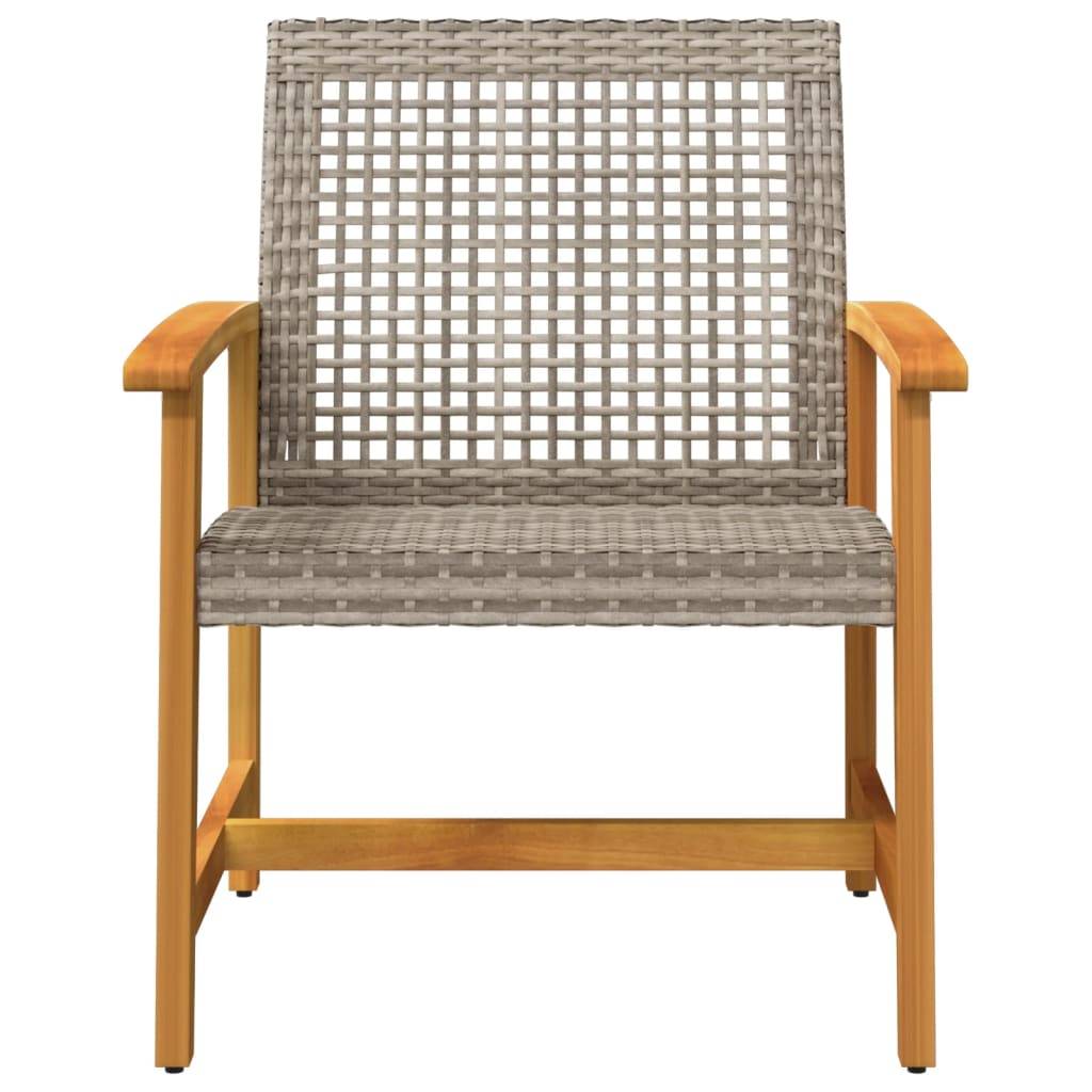vidaXL Gartenstühle 2 Stk. Grau Poly Rattan und Akazienholz