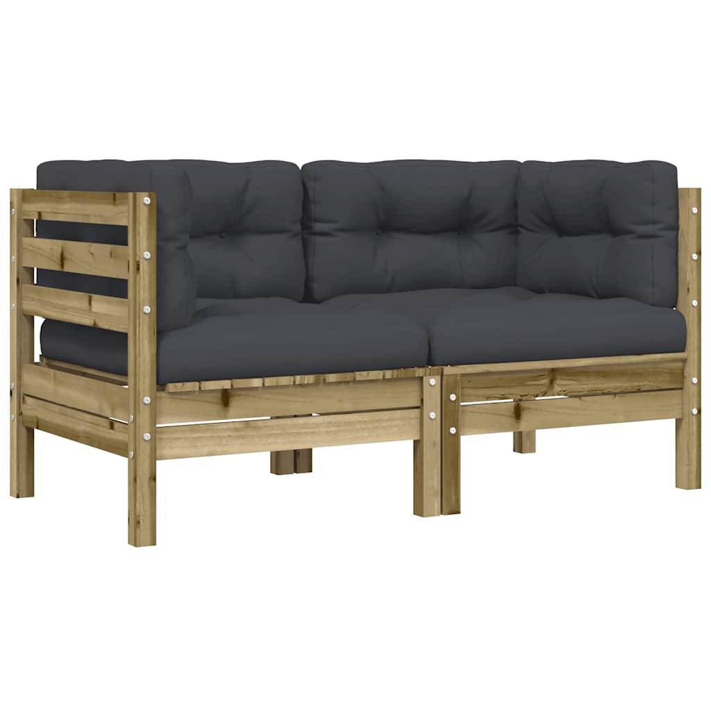 vidaXL Garten-Ecksofa mit Kissen 2 Stk. Kiefernholz Imprägniert