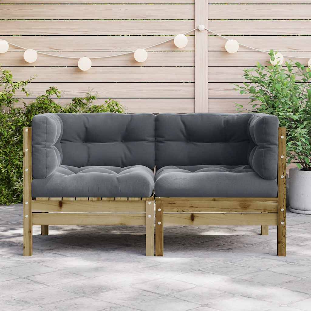 vidaXL Garten-Ecksofa mit Kissen 2 Stk. Kiefernholz Imprägniert