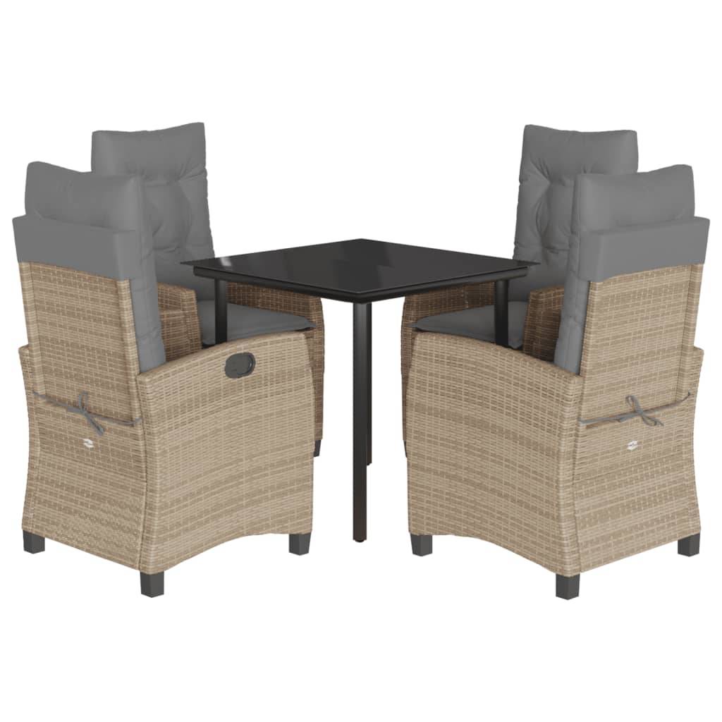 vidaXL 5-tlg. Garten-Essgruppe mit Kissen Beigemischung Poly Rattan