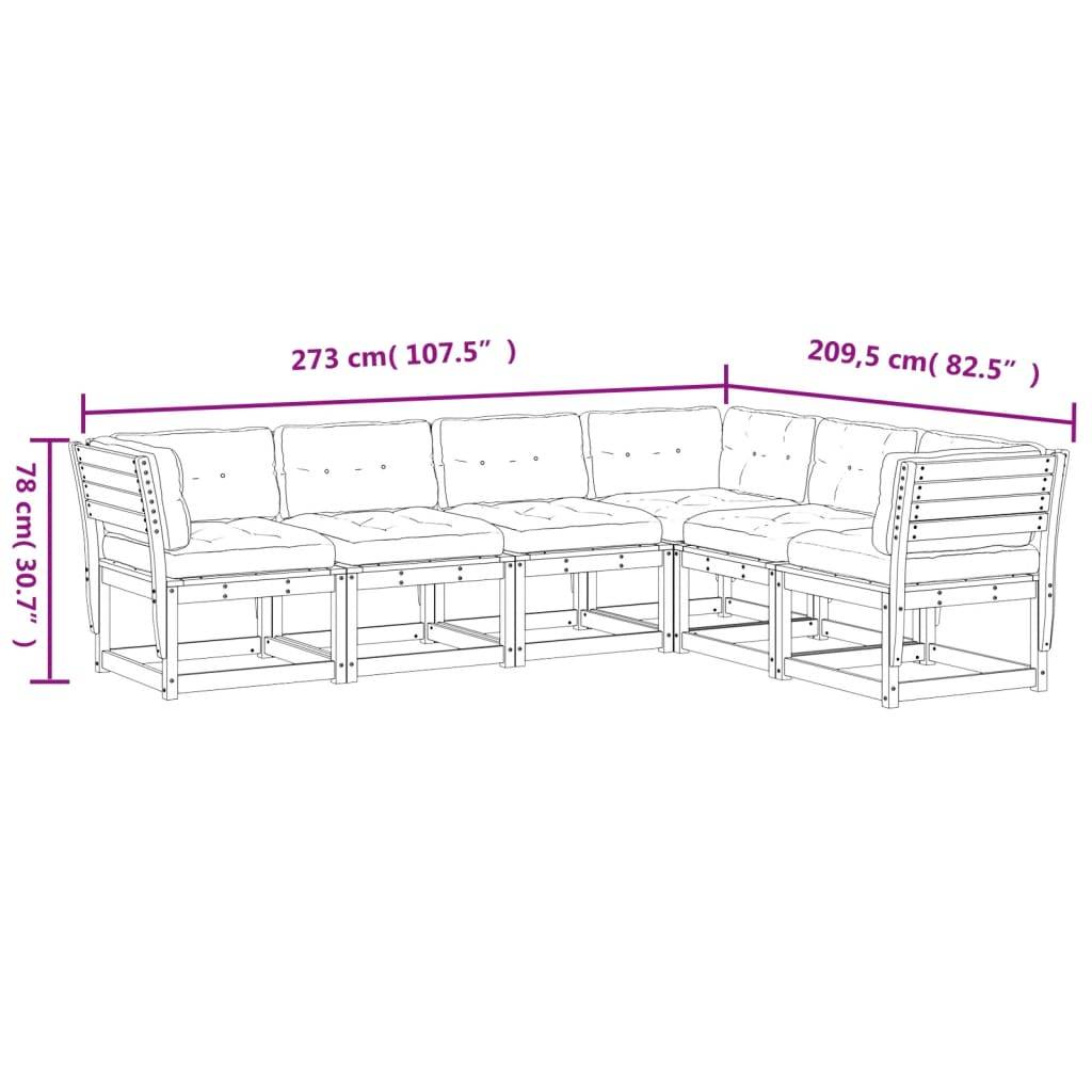 vidaXL 6-tlg. Garten-Sofagarnitur mit Kissen Weiß Massivholz Kiefer