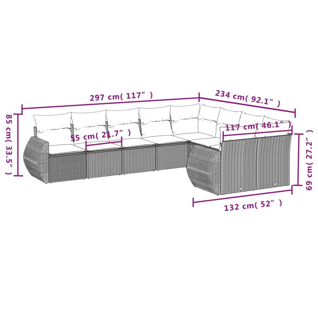 vidaXL 9-tlg. Garten-Sofagarnitur mit Kissen Braun Poly Rattan