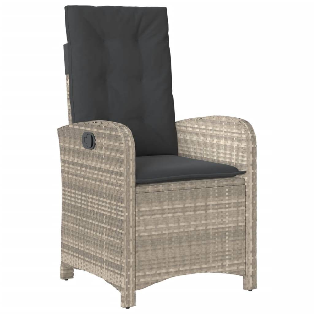 vidaXL 7-tlg. Garten-Essgruppe mit Kissen Hellgrau Poly Rattan