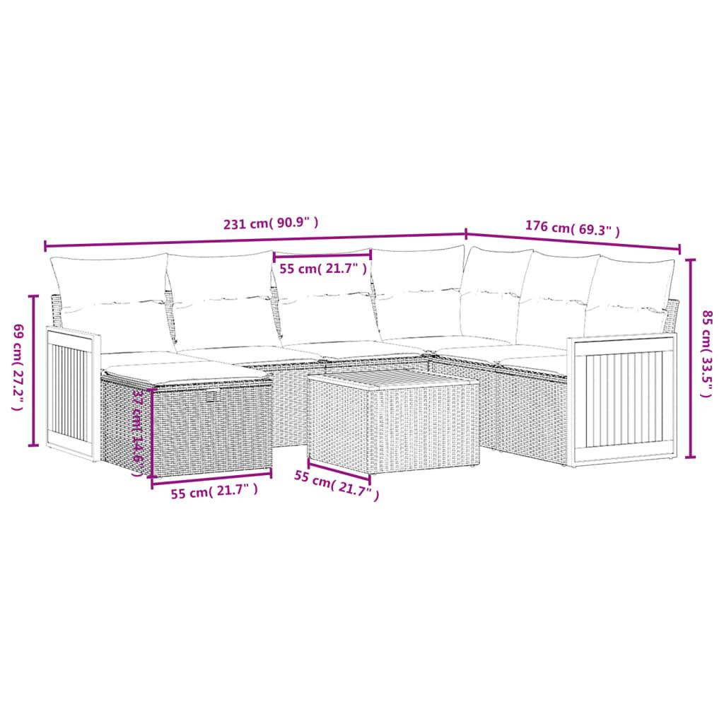 vidaXL 8-tlg. Garten-Sofagarnitur mit Kissen Grau Poly Rattan