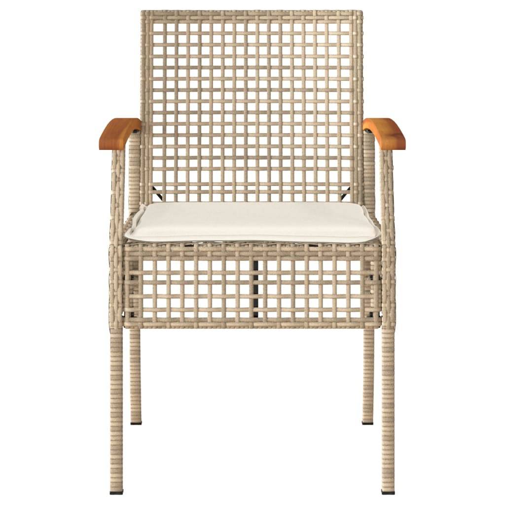 vidaXL 3-tlg. Bistro-Set mit Kissen Beige Poly Rattan Akazienholz
