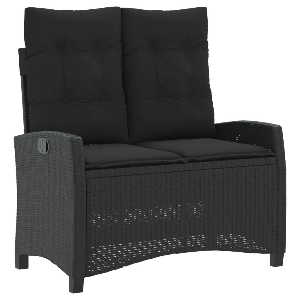 vidaXL 2-tlg. Garten-Essgruppe mit Kissen Schwarz Poly Rattan