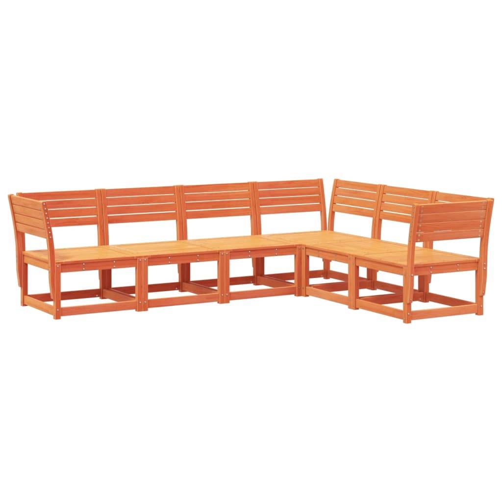 vidaXL 6-tlg. Garten-Sofagarnitur Wachsbraun Massivholz Kiefer