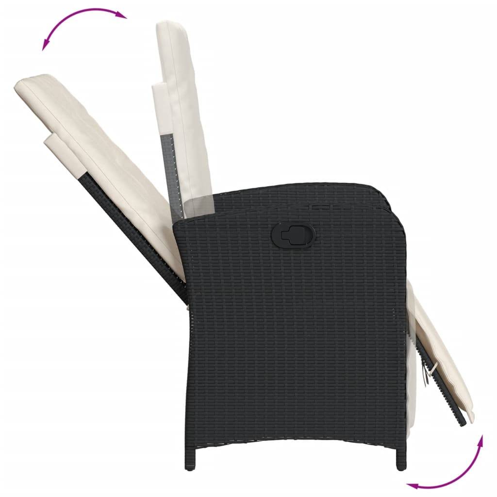 vidaXL 7-tlg. Garten-Essgruppe mit Kissen Schwarz Poly Rattan